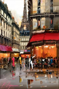 街並み Painting - エッフェル塔の下のカフェ カル・ガジューム・パリ